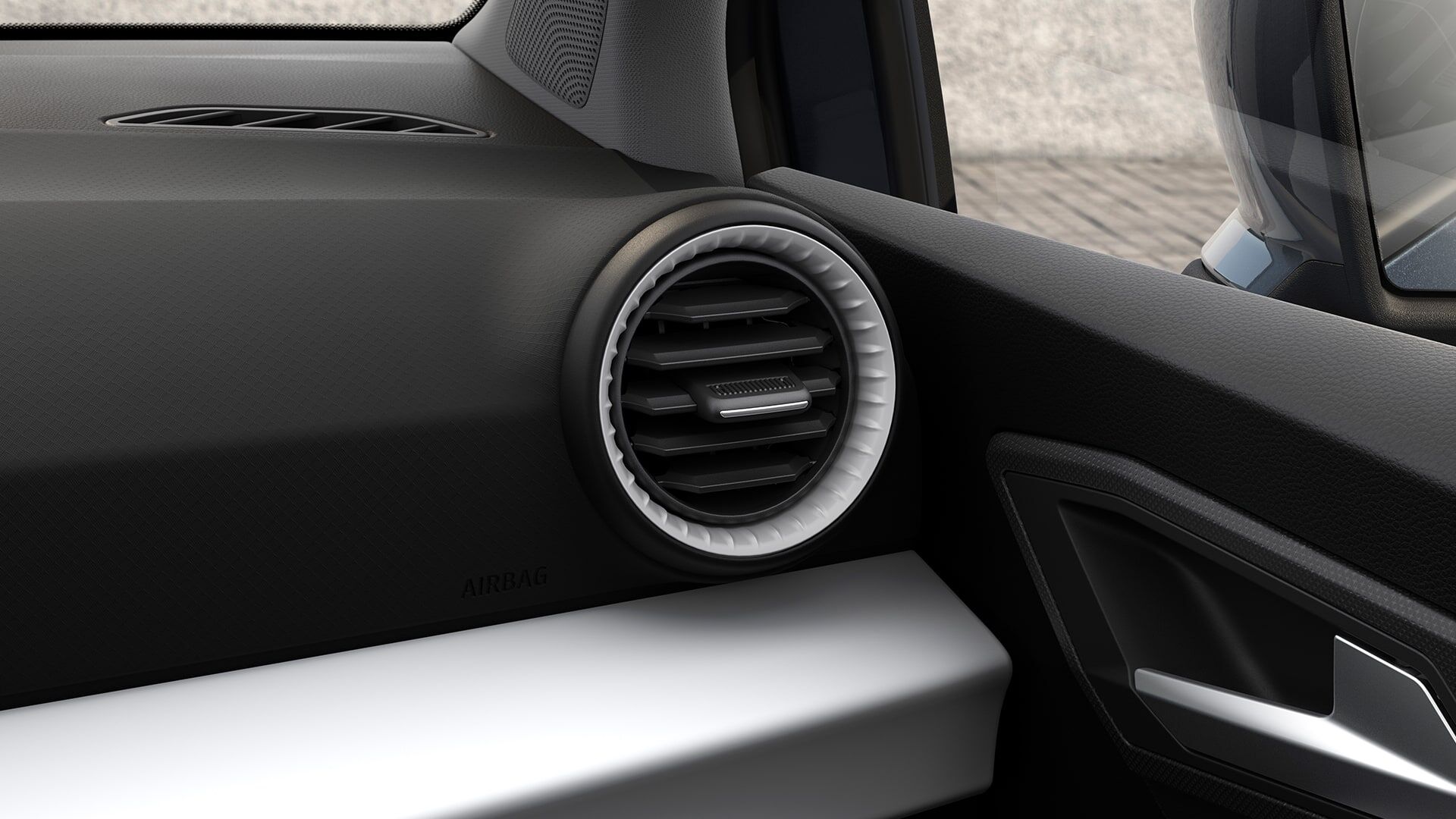 Saídas de ar na cor cinza neutro