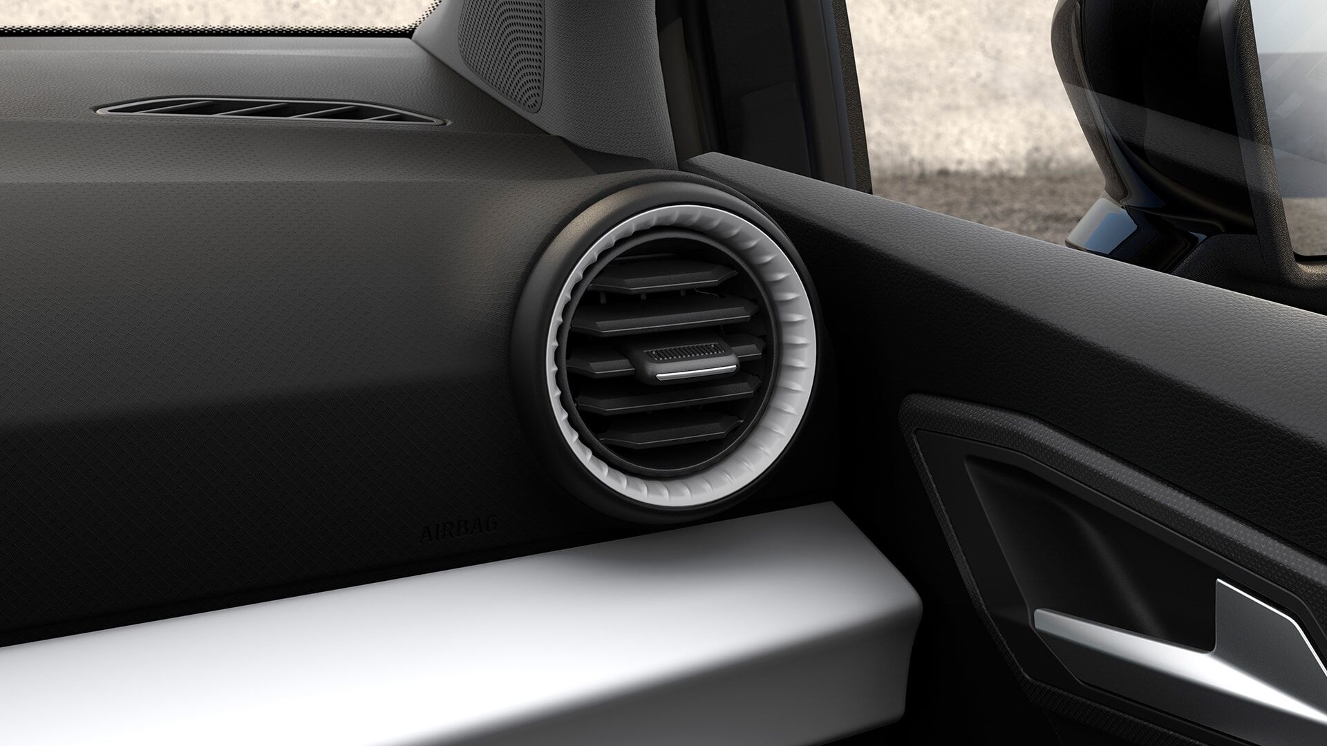 Výstupy vzduchu vpredu sivej farby